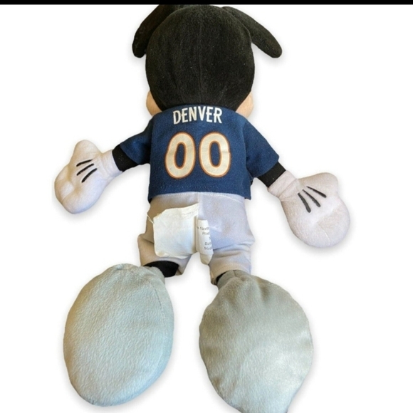 NFL Disney Mickey Mouse Denver Broncos 00 Plush Toy Orange and Blue Jersey 18" - Picture 4 of 4
